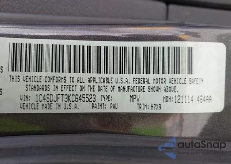 2019 Dodge Durango Pursuit Awd из США, поврежденный, VIN 1C4SDJFT3KC645523